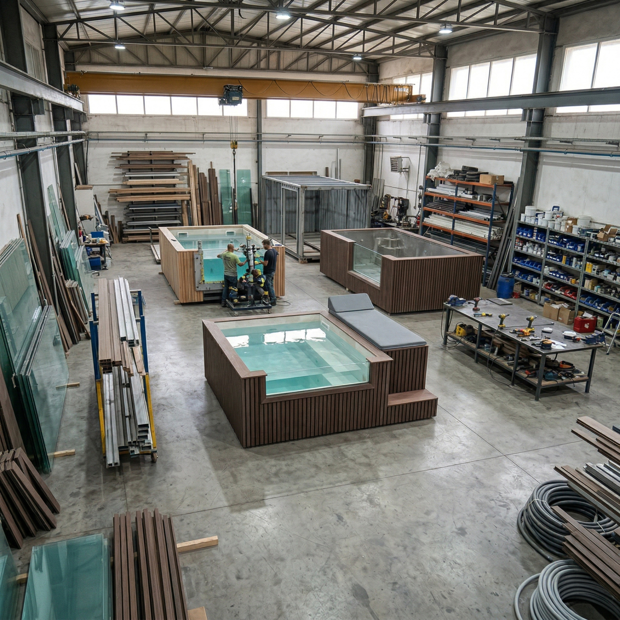 בריכה מתועשת עם דופן אקרילי